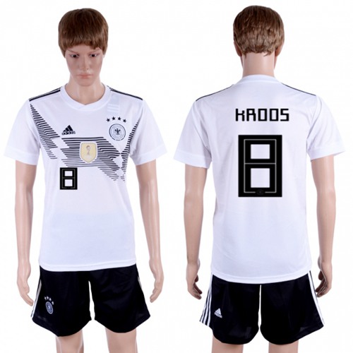 Germany #8 Kroos White Home Soccer Country Jersey